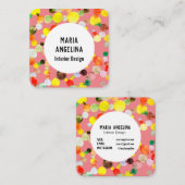 水色の点と点の円を描カラフルく スクエア名刺 (正面/裏面)