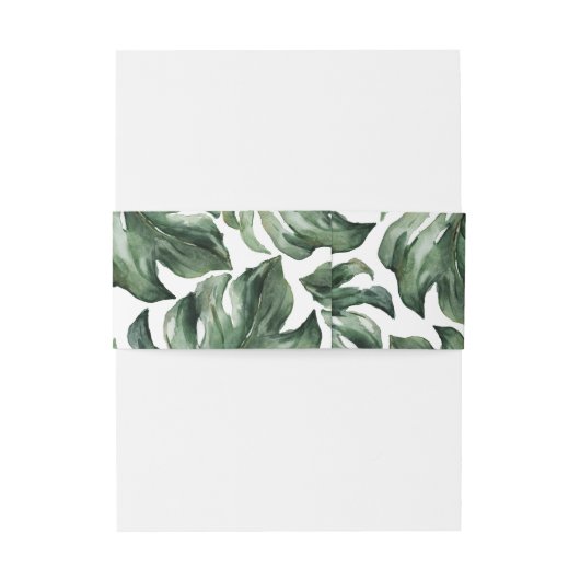 水色の熱帯のヤシ結婚の葉 招待状ベリーバンド (裏面例)