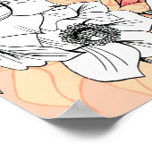 水色の熱帯の花、シームレスでロマンチックなpa ポスター (角)