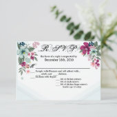 水色の熱帯性花(5 x 3.5 R.S.V.P. Card) グラデーション 招待状 (スタンド正面)