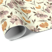 水色の牡丹ポピー、抽象芸術の花のパターン。 ラッピングペーパー (ロールコーナー)