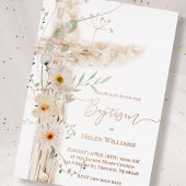 水色の牧草地の花はバプテスマを越える 箔招待状