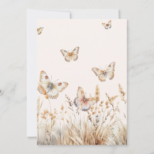 水色の牧草地の蝶の日付を保存 セーブザデート (裏面)