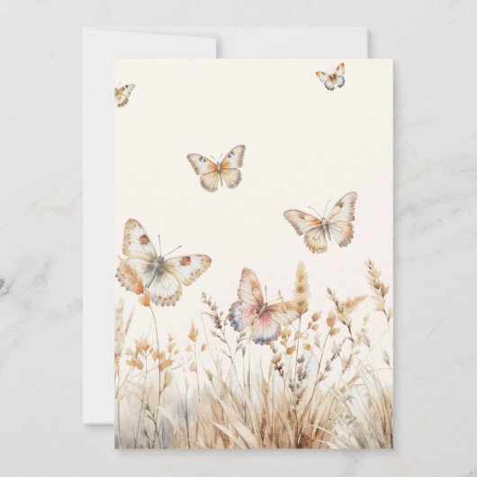 水色の牧草地の蝶の日付を保存 セーブザデート (裏面)