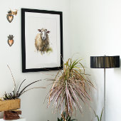 水色の牧草地色彩の鮮やかの白い羊 キャンバスプリント