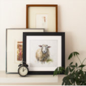 水色の牧草地色彩の鮮やかの白い羊 キャンバスプリント