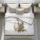 水色の牧草地色彩の鮮やかの白い羊 スローブランケット