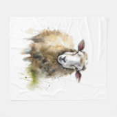 水色の牧草地色彩の鮮やかの白い羊 フリースブランケット (正面(横))