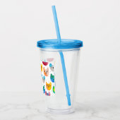 水色の猫や友人 アクリルタンブラー (左)