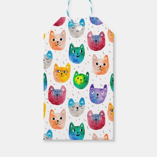 水色の猫や友人 ギフトタグ (正面)