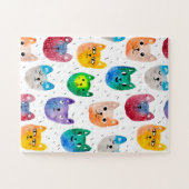 水色の猫や友人 ジグソーパズル (横)