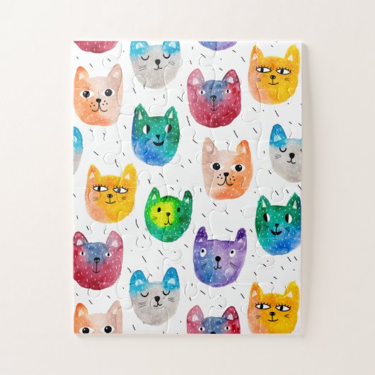 水色の猫や友人 ジグソーパズル (縦)