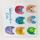 水色の猫や友人 ジグソーパズル (横)