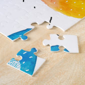 水色の猫や友人 ジグソーパズル (側面)