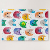 水色の猫や友人 ジグソーパズル (横)