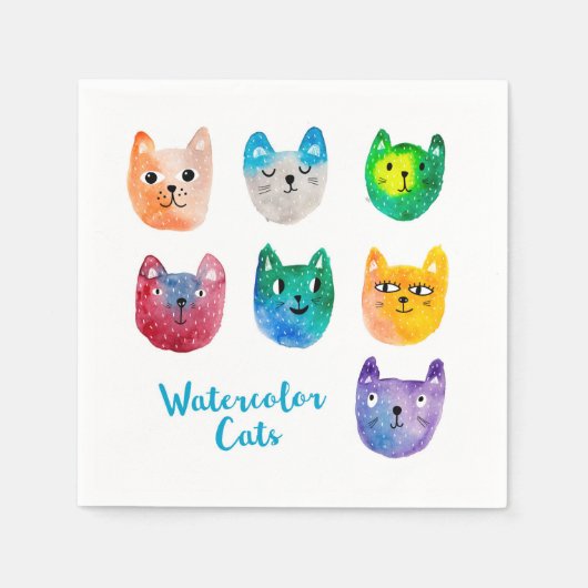 水色の猫や友人 スタンダードカクテルナプキン (正面)