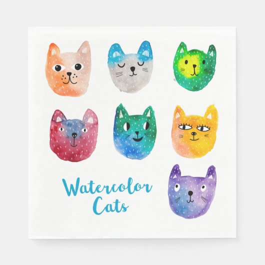 水色の猫や友人 スタンダードランチョンナプキン (正面)