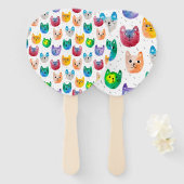 水色の猫や友人 ハンドファン (正面&裏面)