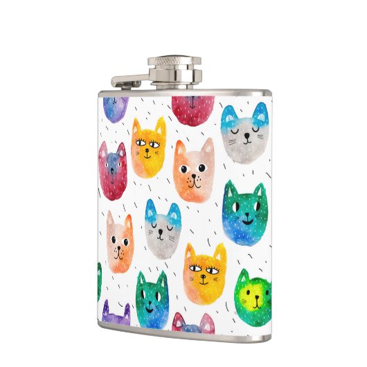 水色の猫や友人 フラスク (左)