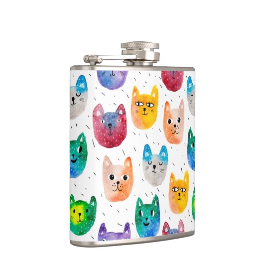 水色の猫や友人 フラスク (右)