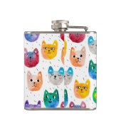 水色の猫や友人 フラスク (裏面)