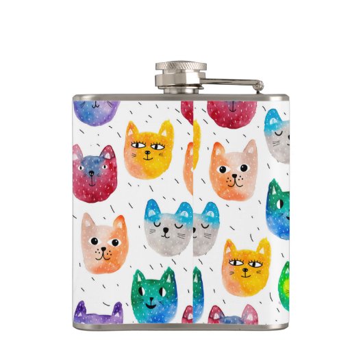 水色の猫や友人 フラスク (裏面)