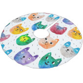 水色の猫や友人 ブラッシュドポリエステルツリースカート (アングル)