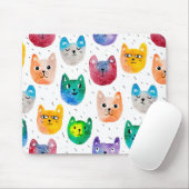 水色の猫や友人 マウスパッド (マウス)