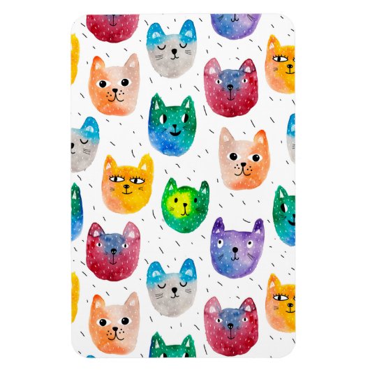 水色の猫や友人 マグネット (縦)