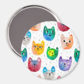 水色の猫や友人 マグネット (正面/裏面)