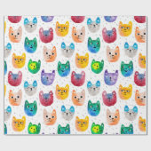 水色の猫や友人 ラッピングペーパー (フラット)
