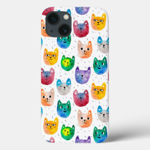 水色の猫や友人 iPhone 13ケース