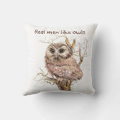 水色の男実在のフクロウムユーモアの鳥の引用文 クッション (裏面)