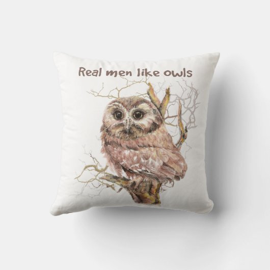 水色の男実在のフクロウムユーモアの鳥の引用文 クッション (裏面)