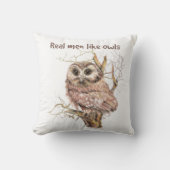 水色の男実在のフクロウムユーモアの鳥の引用文 クッション (正面)