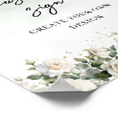 水色の白いバラが独自ののサインをカスタム作成 ポスター (角)