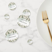 水色の白いバラの緑と金ゴールド結婚の コンフェッティ (グループ)