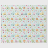 水色の白い可愛いバブルティーストライプ ラッピングペーパー (フラット)