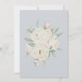 水色の白い花、ライトブルーの日付を保存 招待状 (裏面)