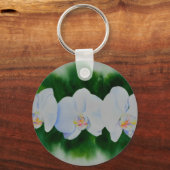 水色の白い蘭 キーホルダー (正面)
