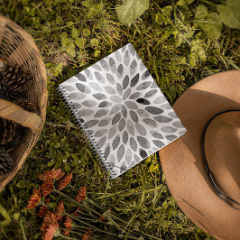 水色の白黒ブラシストローク プランナー手帳