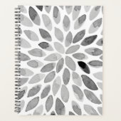 水色の白黒ブラシストローク プランナー手帳 (正面)