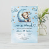 水色の眠いベビーベアーブルームーン金ゴールド星 招待状 (スタンド正面)