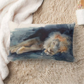水色の眠りの獅子 ランバークッション (ブランケット)