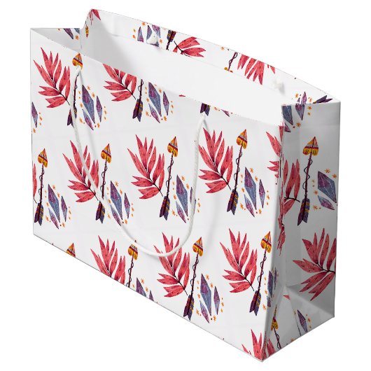 水色の矢印とダイヤモンド ラージペーパーバッグ (裏面アングル)