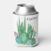 水色の砂漠のサボテンのサボテンの手を引き込み 缶クーラー (缶正面)