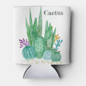 水色の砂漠のサボテンのサボテンの手を引き込み 缶クーラー (正面)