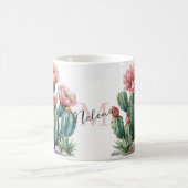 水色の砂漠の花のサボテン。 コーヒーマグカップ (中央)