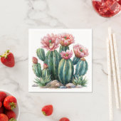 水色の砂漠の花のサボテン。 スタンダードカクテルナプキン (インサイチュ)