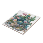 水色の砂漠の花のサボテン。 タイル (側面)